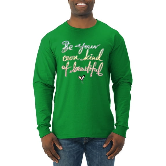 Positivity saying Pop Culture Mens Long Sleeve Shirt, Kelly, 3XL