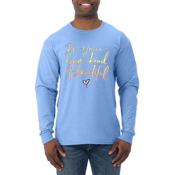 Positivity saying Pop Culture Mens Long Sleeve Shirt, Light Blue, X-Large