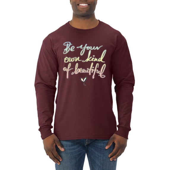 Positivity saying Pop Culture Mens Long Sleeve Shirt, Maroon, Small