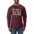 thumbnail image 1 of Positivity saying Pop Culture Mens Long Sleeve Shirt, Maroon, X-Large, 1 of 3