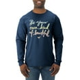thumbnail image 1 of Positivity saying Pop Culture Mens Long Sleeve Shirt, Vintage Heather Navy, Large, 1 of 3