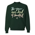 thumbnail image 1 of Positivity saying Pop Culture Unisex Crewneck Graphic Sweatshirt, Forest Green, Small, 1 of 3
