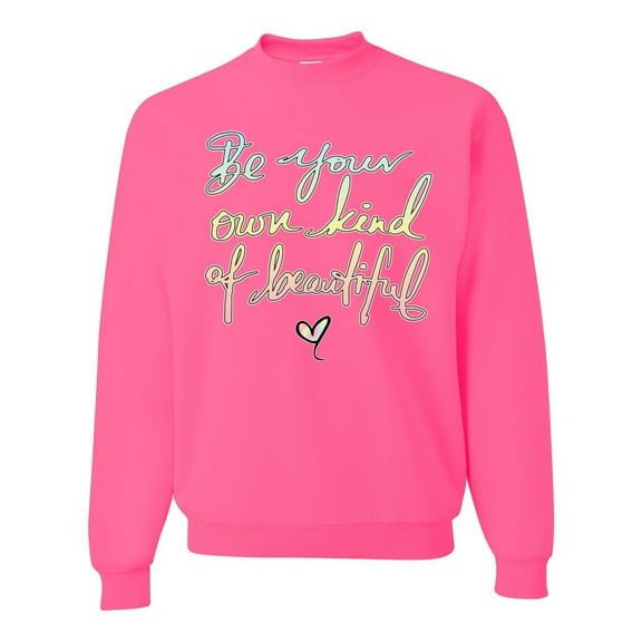 Positivity saying Pop Culture Unisex Crewneck Graphic Sweatshirt, Neon Pink, X-Large