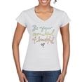 thumbnail image 1 of Positivity saying Pop Culture Womenâ€™s Standard V-Neck Tee, White, Medium, 1 of 3