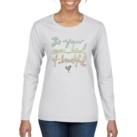 Positivity saying Pop Culture Womens Graphic Long Sleeve T-Shirt, White, Large