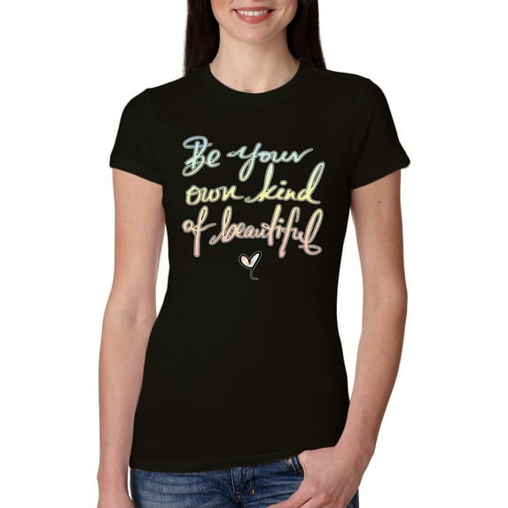 Positivity saying Pop Culture Womens Slim Fit Junior Tee, Black, Medium
