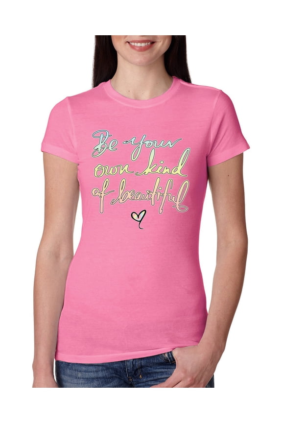 Positivity saying Pop Culture Womens Slim Fit Junior Tee, Hot Pink, Small