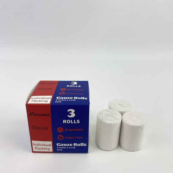 Posotrimed Gauze,Gauze Rolls Bandages, 4 in x 4.1 Yards, Premium Medical Supplies & First Aid Supplies, Bandage Wrap Vet Wrap, Mummy Wraps