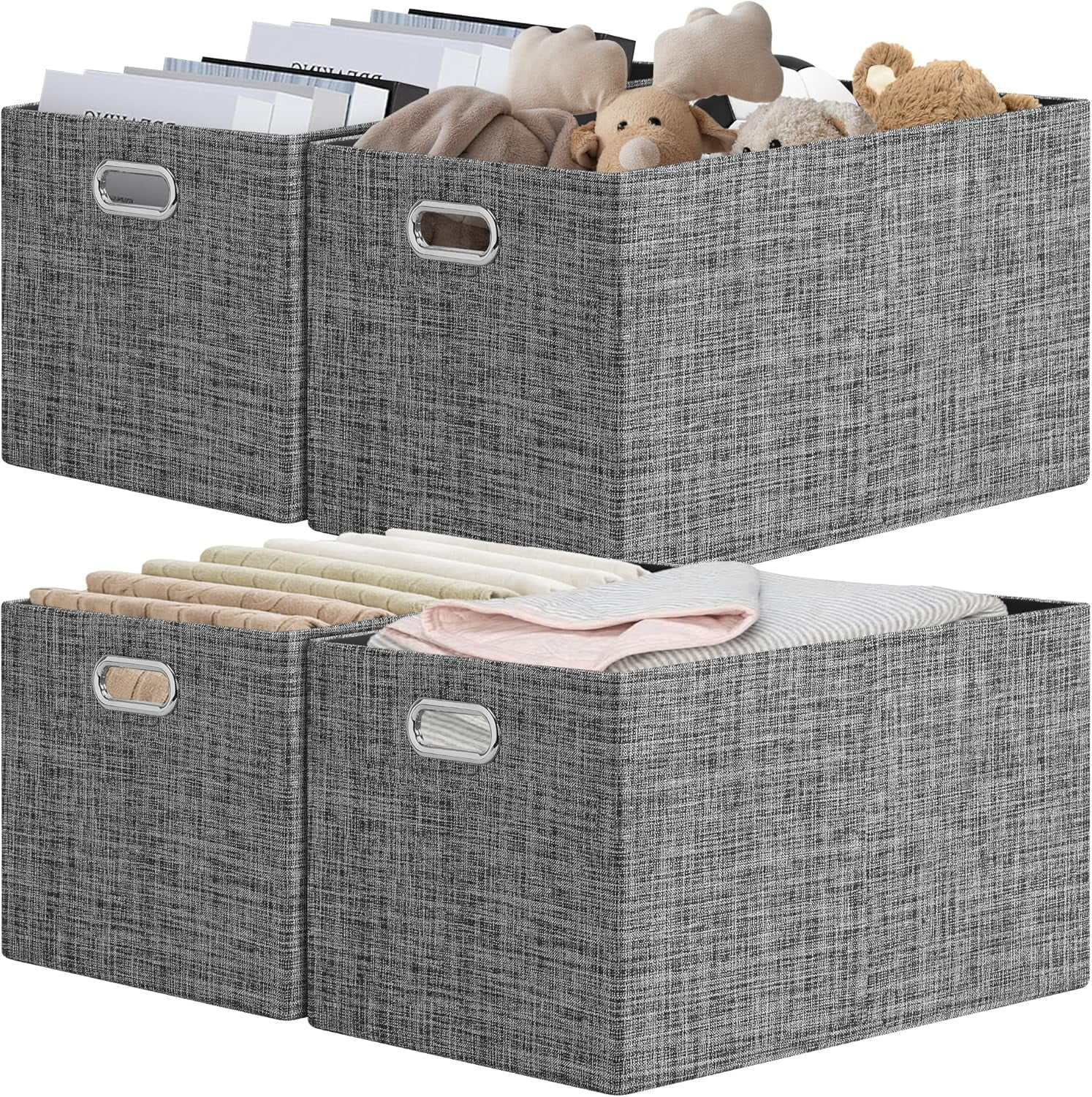 Posprica Closet Storage Bins, 4 Pack Large Closet Shelf Organizers ...