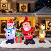 Qunler 9 ft Long Christmas Inflatables, Santa Snowman & Reindeer Inflatable Christmas Outdoor Decorations, Blow Up Xmas Yard Inflatables with Built-In LED Lights, Self-Inflating