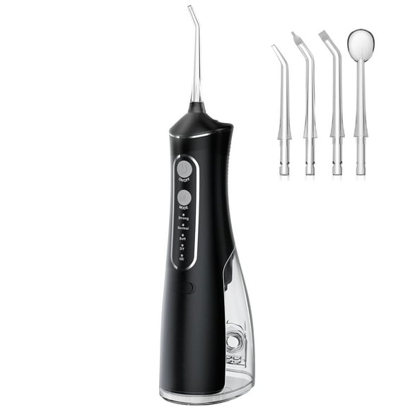 Posrue Cordless Water Flosser, Professional Dental Oral Irrigator, 4 Modes, 4 Jet Tips, Rechargeable, 300ml Tank, IPX7 Waterproof, 360° Rotating Nozzle for Home Office Travel