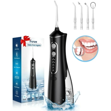 Posrue Cordless Water Flosser, Professional Dental Oral Irrigator, 4 Modes, 4 Jet Tips, Rechargeable, 300ml Tank, IPX7 Waterproof, 360° Rotating Nozzle for Home Office Travel