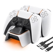 Posrue Controller Charger Station, Fast Charging Dock Compatible with PlayStation 5 Dualsense Controllers with Charging Cable and LED Indicator, White