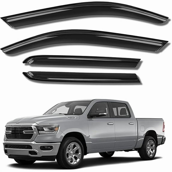 Possbay For DODGE RAM 1500 Crew Cab 2019-2021 Window Visor Sun Vent Rain Guard Deflector