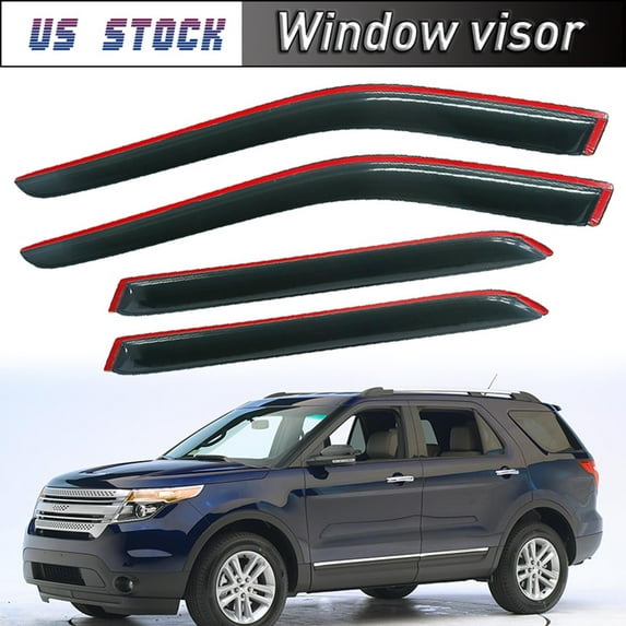 Possbay For Ford Explorer 2011-2019 Window Visor Sun Vent Rain Guard DeflectorTape On