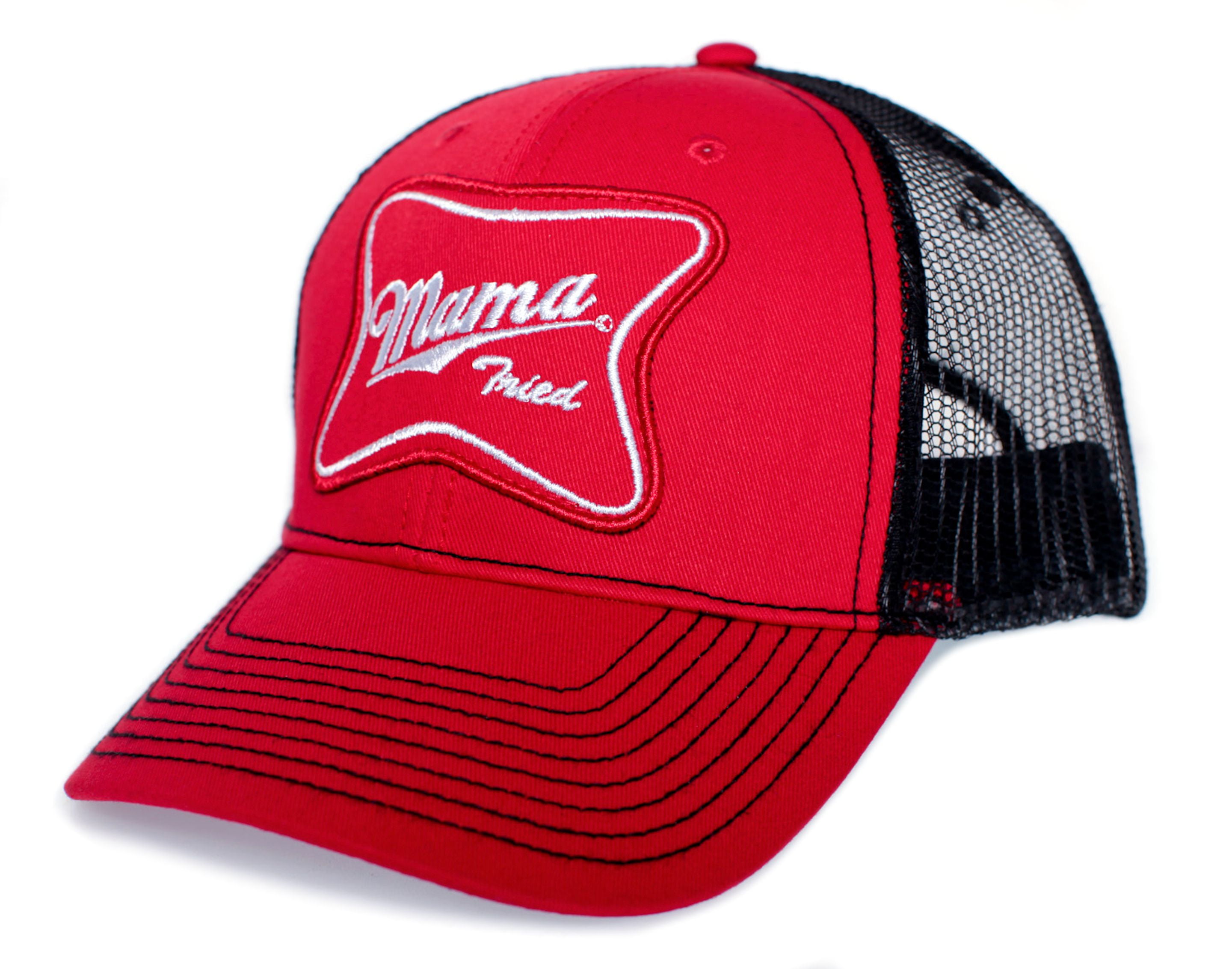 Posse Comitatus Mama Tried Hat Embroidered Patch Country Trucker Cap Adult One Size Multi (Black/Red)