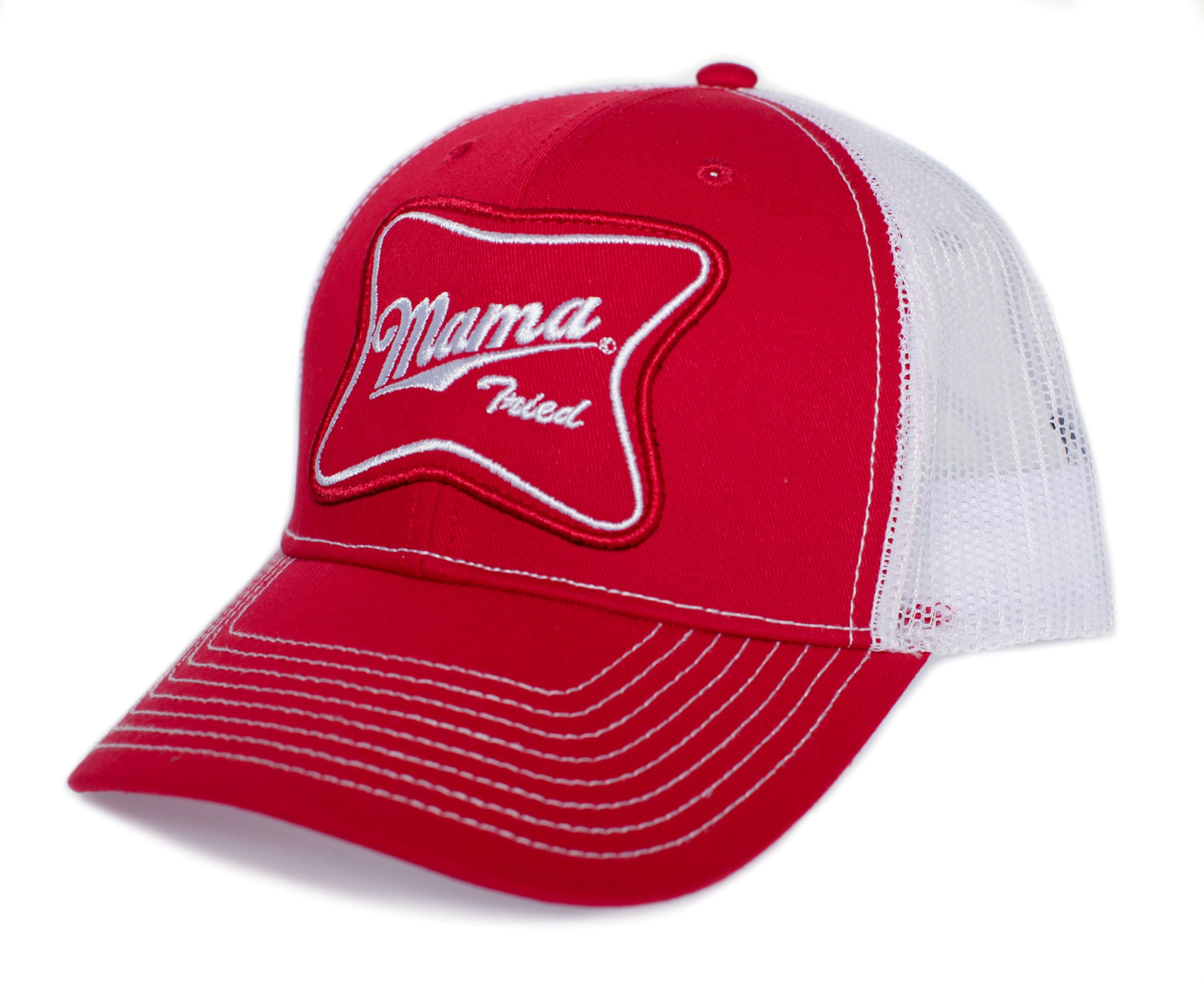 Posse Comitatus Mama Tried Hat Embroidered Patch Country Trucker Cap Adult One Size Multi (Red/White)