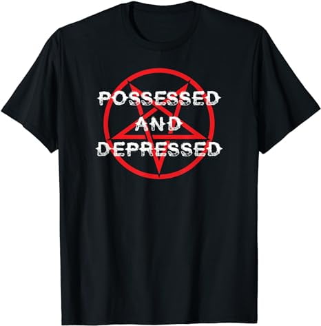 Possessed And Depressed Satanic Pentagram Sad Devil T-Shirt - Walmart.com