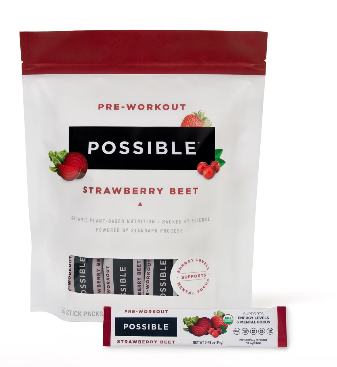 Contans Isolate Possible Beet Pre-Workout - Strawberry Beet Flavor - Individually ...