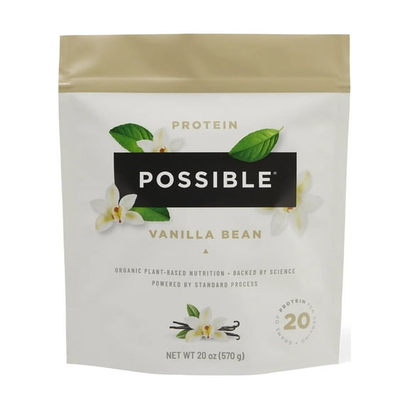 Possible Protein Powder Vanilla Bean - 20g of Vegan, Plant-Based Protein Mix - Non-GMO, Non-Dairy, Gluten-Free - 3.5g of BCAAs - 9 Essential Amino Acids - 15-Day Supply - 1 Bag, 15 Servings