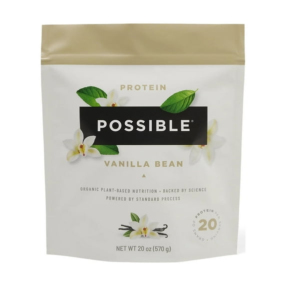 Possible Protein Powder Vanilla Bean - 20g of Vegan, Plant-Based Protein Mix - Non-GMO, Non-Dairy, Gluten-Free - 3.5g of BCAAs - 9 Essential Amino Acids - 15-Day Supply - 1 Bag, 15 Servings