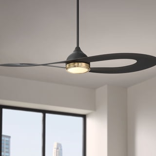 Possini Euro Design 60\" Defender Modern Large Indoor Outdoor Ceiling Fan With Led Light Remote Control Matte Black Damp Rated For Patio Exterior House