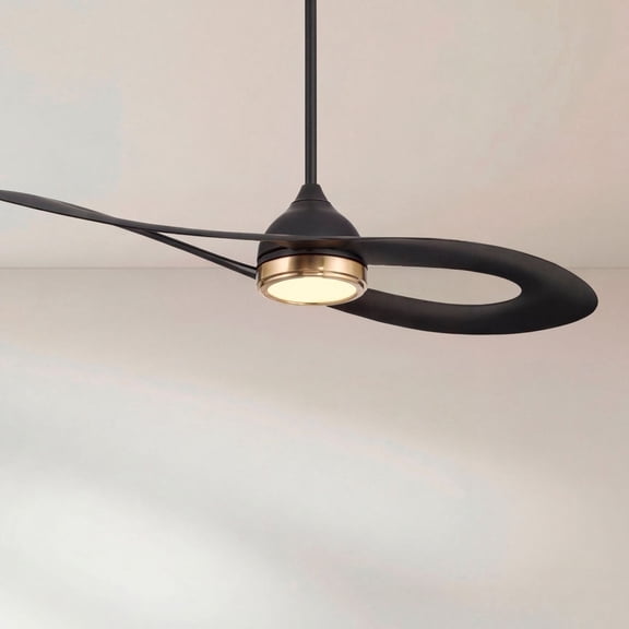 Possini Euro Design 52" Possini Euro Obi Matte Black CCT LED Damp Ceiling Fan with Remote