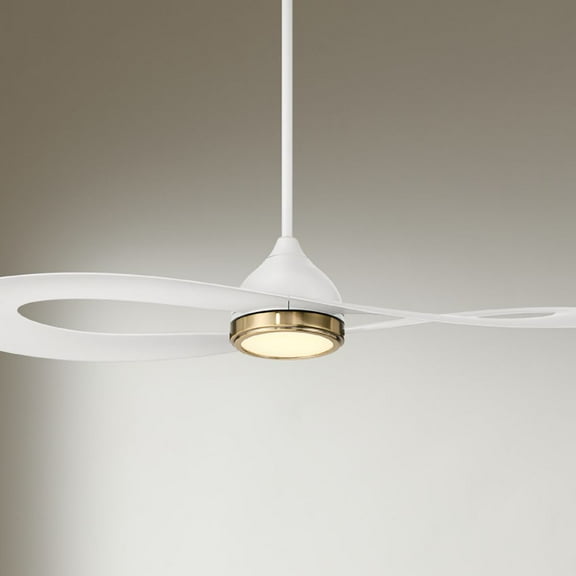 Possini Euro Design 52" Possini Euro Obi Matte White CCT LED Damp Ceiling Fan with Remote