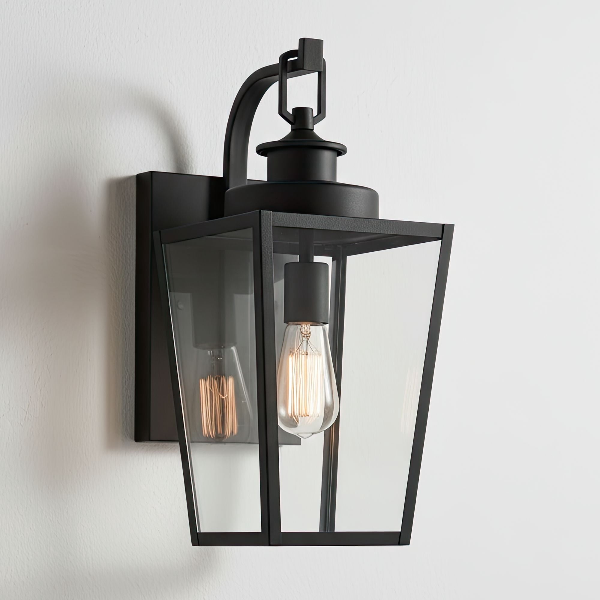 Possini Euro Design Ackerly Modern Outdoor Wall Light Fixture Textured Black 17 1/4" Clear Glass for Post Exterior Barn Deck House Porch Yard Patio