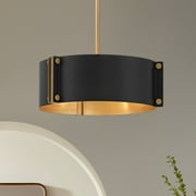 Possini Euro Design Arabela 14 Modern Pendant Chandelier Ceiling Light Fixture Dining Room Over Table 3-Light Black Gold Finish