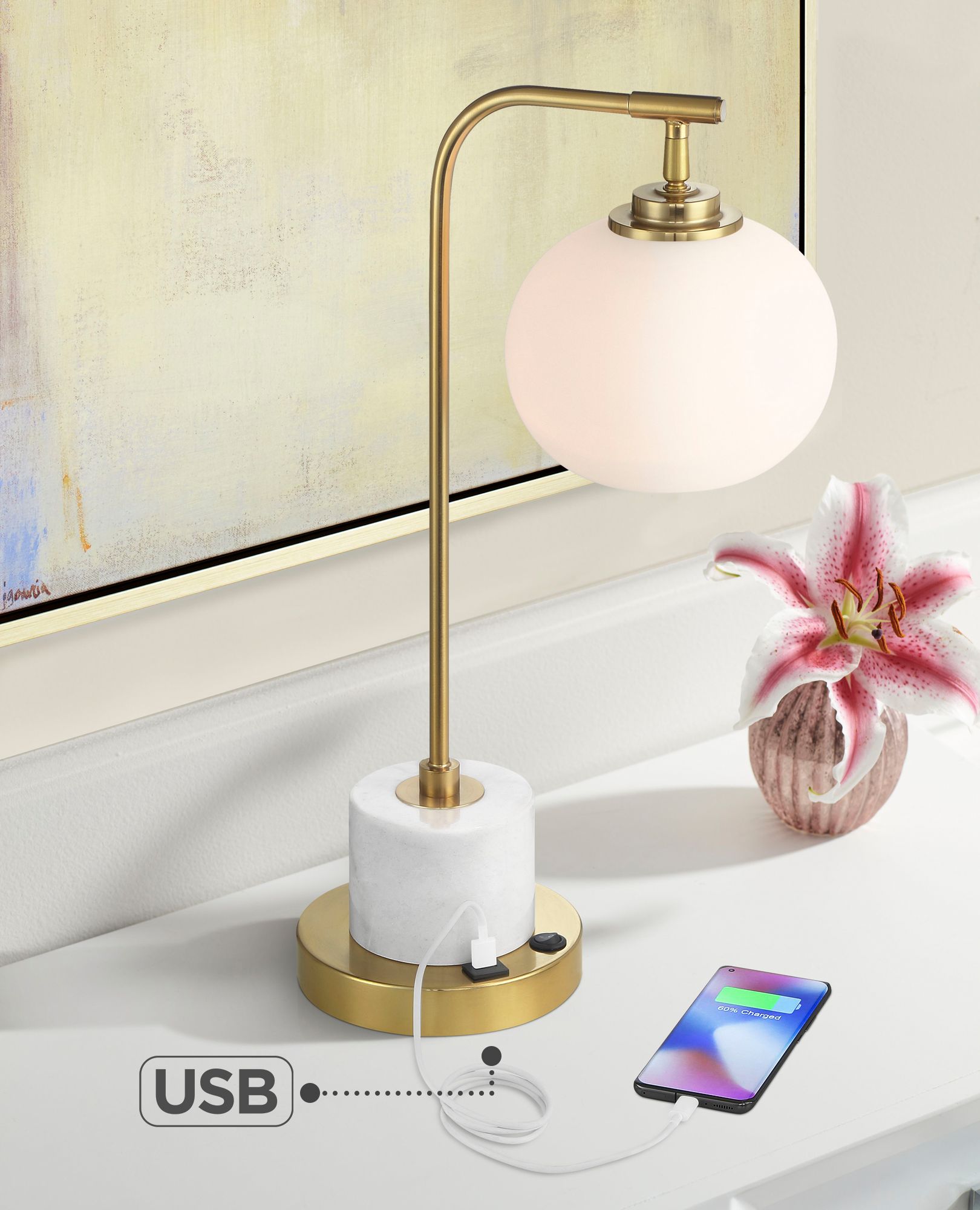 Possini Euro Design Barclay Modern Desk Lamp 23" High Warm Gold with