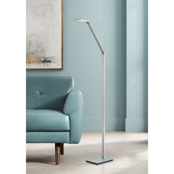 Possini Euro Design Bentley Modern Task Floor Lamp 61" Tall Silver LED Touch On Off Adjustable Head for Living Room Reading Bedroom Office House Home