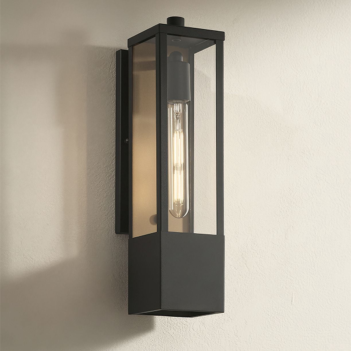 Possini Euro Design Berk Modern Outdoor Wall Light Fixture Textured Black 16" Clear Glass for Post Exterior Barn Deck House Porch Yard Posts Patio