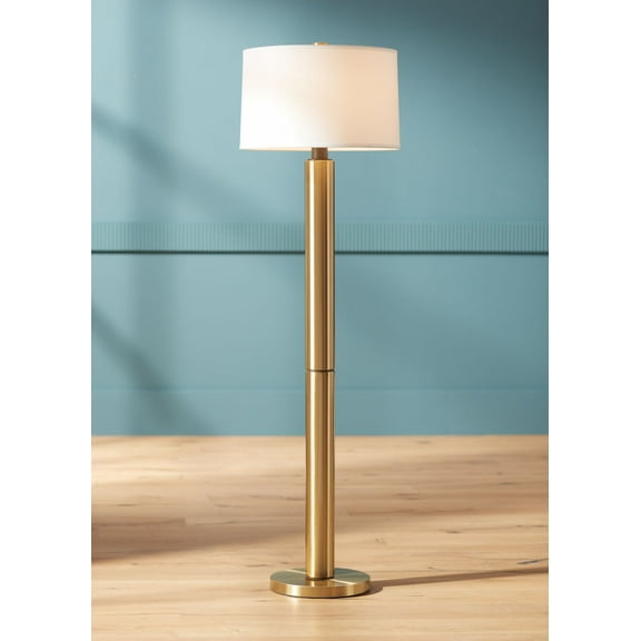 Possini Euro Design Boulevard Modern Glam 64 1/2" Tall Standing Floor Lamp Column Warm Gold Metal Living Room Bedroom House