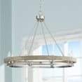 thumbnail image 1 of Possini Euro Design Brushed Nickel Graywood Wagon Wheel Chandelier 29 1/4" Wide Farmhouse Rustic 8-Light Fixture Dining Room Kitchen Island Entryway, 1 of 9