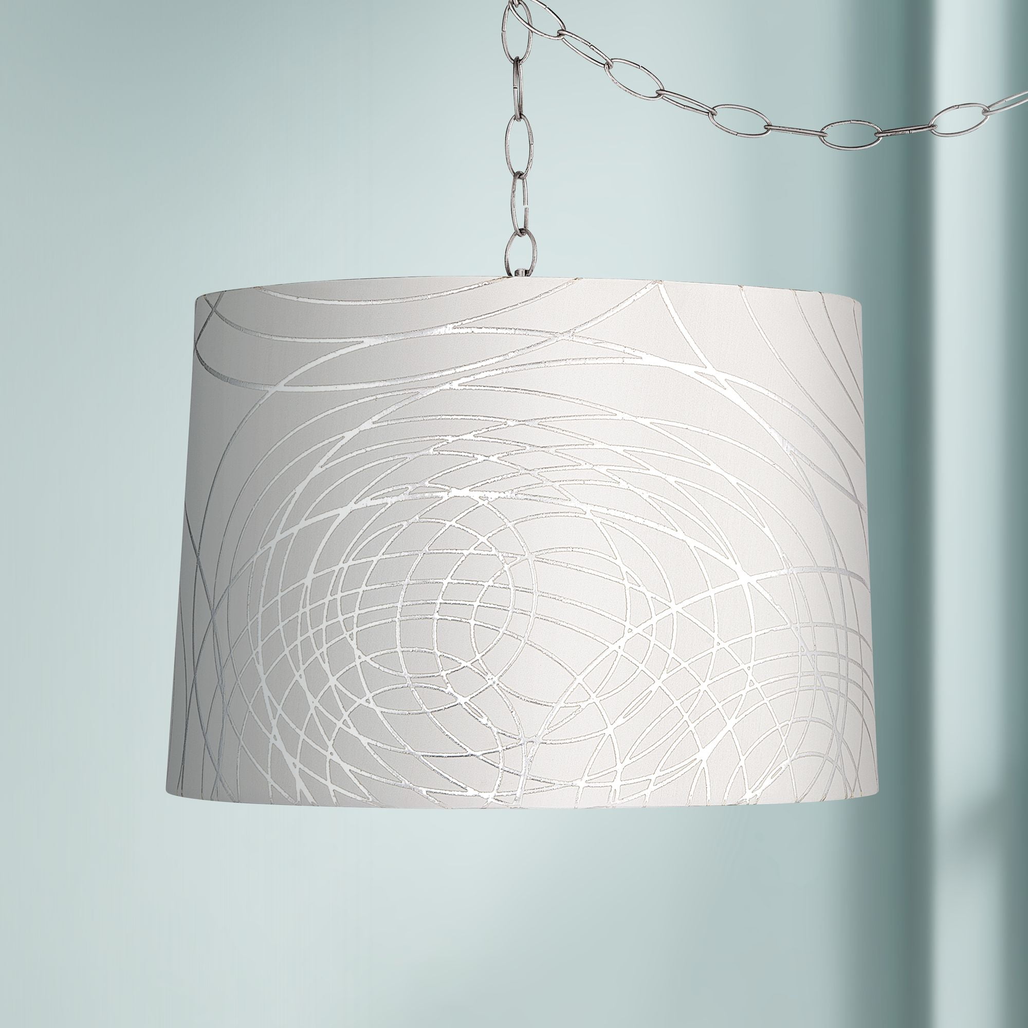 Possini Euro Design Brushed Nickel Swag Pendant Light 16" Wide Modern