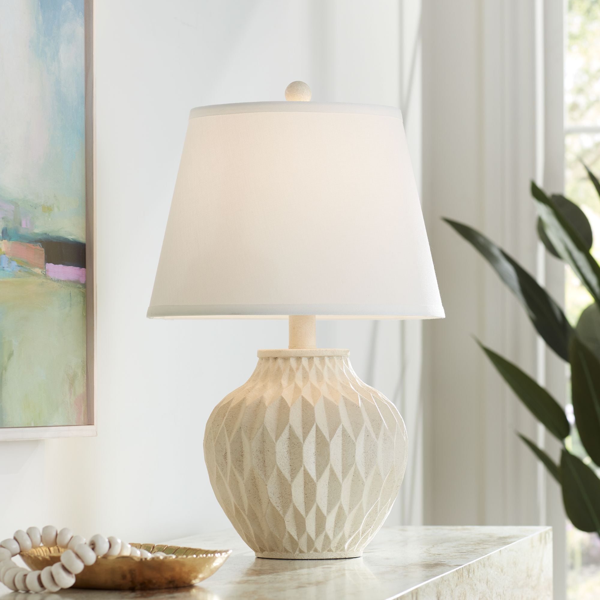 Possini Euro Design Buckhead 22" High Small Urn Farmhouse Rustic Modern Accent Table Lamp White Finish Single Living Room Bedroom