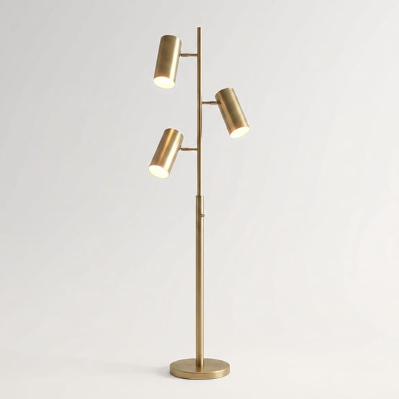 Possini Euro Design Canasta Trac Modern Tree Floor Lamp 67" Tall Satin Brass 3-Light Adjustable Metal Shade for Living Room Reading Bedroom Office