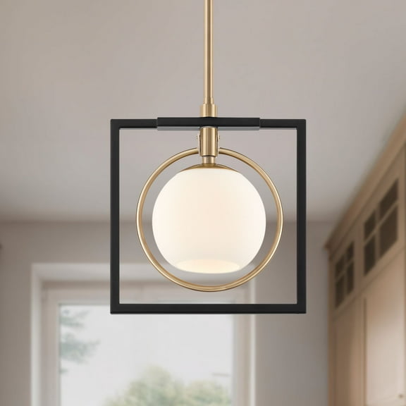 Possini Euro Design Carlyn 10 1/2" Mid Century Modern Pendant Ceiling Light Fixture Dining Room Over Table Kitchen Island Black Gold Mini