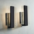 thumbnail image 1 of Possini Euro Design Cascadia Modern Wall Light Sconces Set of 2 Black Metal Hardwire 6" Fixture LED Piastra Art Glass for Bedroom Bathroom Vanity Home, 1 of 9