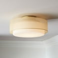 thumbnail image 1 of Possini Euro Design Ceiling Light Semi Flush Mount Fixture 12 1/2" Wide Plated Gold 2-Light Sheer Fabric Outer Opal White Glass Drum Shade for Bedroom, 1 of 6
