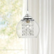 Possini Euro Design Chrome Mini Pendant 6 Wide Modern Faceted Crystal Strands Clear Glass Shade Fixture for Dining Room Living Foyer Kitchen Island
