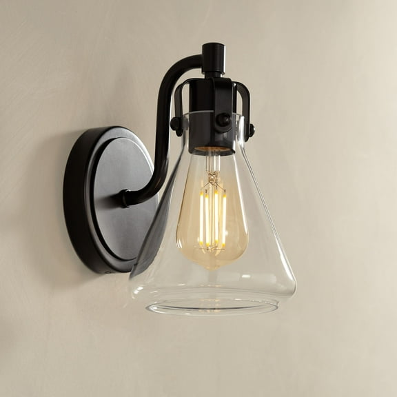 Possini Euro Design Cindy Rustic Vintage Wall Light Sconce Bronze Hardwire 5 1/2" Fixture Clear Glass for Bedroom Bathroom Vanity Reading Living Room