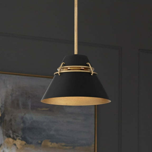 Possini Euro Design Curry 10" Modern Pendant Ceiling Light Fixture Dining Room Over Table Kitchen Island Hanging Black Gold Mini