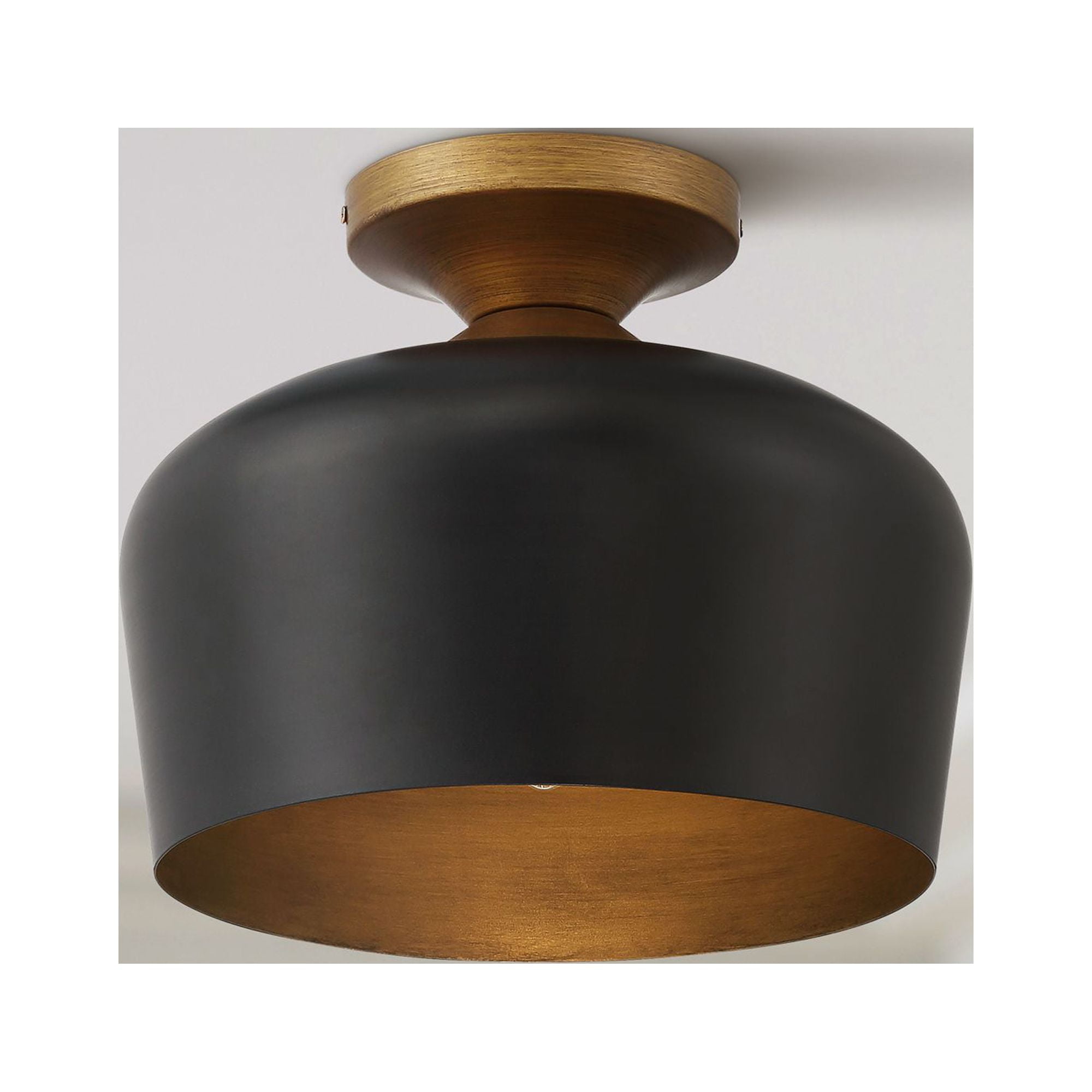 Matte Black and Gold Aluminum Modern Bowl Ceiling Light
