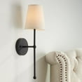 thumbnail image 1 of Possini Euro Design Elena Modern Wall Light Sconce Matte Black Metal Hardwire 6" Fixture Cream Linen Shade for Bedroom Reading Living Room House Home, 1 of 7