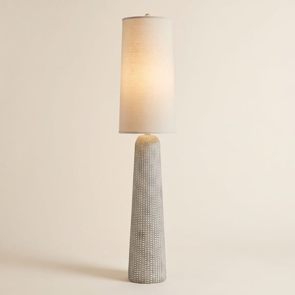 Regency Hill Leisa Mid Century Modern Southwest 64 1/2" Tall Standing Floor Lamp Foot Switch Natural Hammered Pattern
