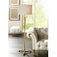 thumbnail image 1 of Possini Euro Design Encino Modern Tripod Floor Lamp Standing 60" Tall Brass Gold Metal Off White Fabric Drum Shade for Living Room Bedroom Office Home, 1 of 9