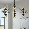 thumbnail image 1 of Possini Euro Design Gable Black Large Chandelier 41 1/2" Wide Mid Century Modern Cognac Glass Shade 10-Light Fixture for Dining Room Kitchen Island, 1 of 10