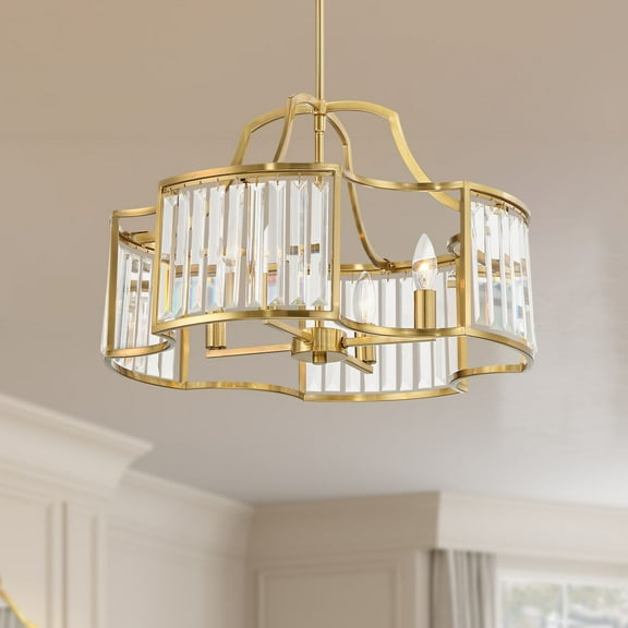 Possini Euro Design Gillian Gold Pendant Chandelier 21 1/2" Wide Modern Crystal 4-Light Fixture for Dining Room Kitchen Island